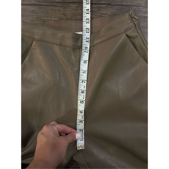 Sage the Label Tan Faux Vegan leather High-Rise Straight Leg Pants Size XS - Picture 15 of 16